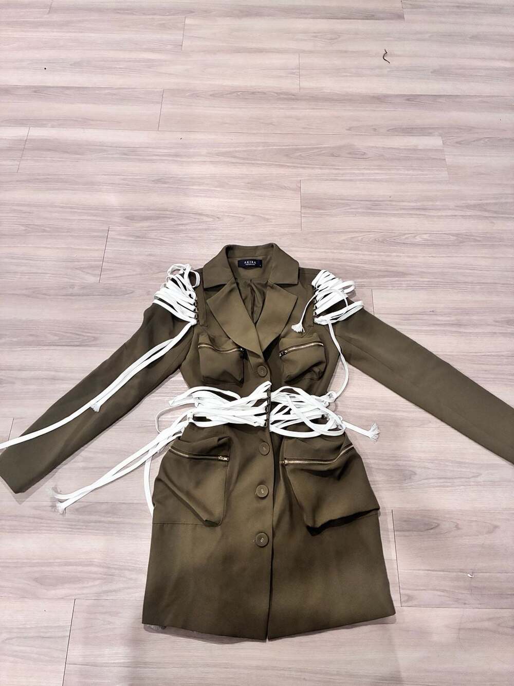 Akira Light In The Laces Blazer Jacket Olive Green Size S